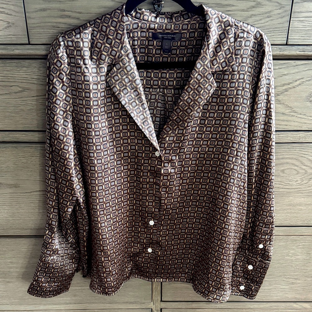 Banana Republic Silk Shirt with Geometric Design
